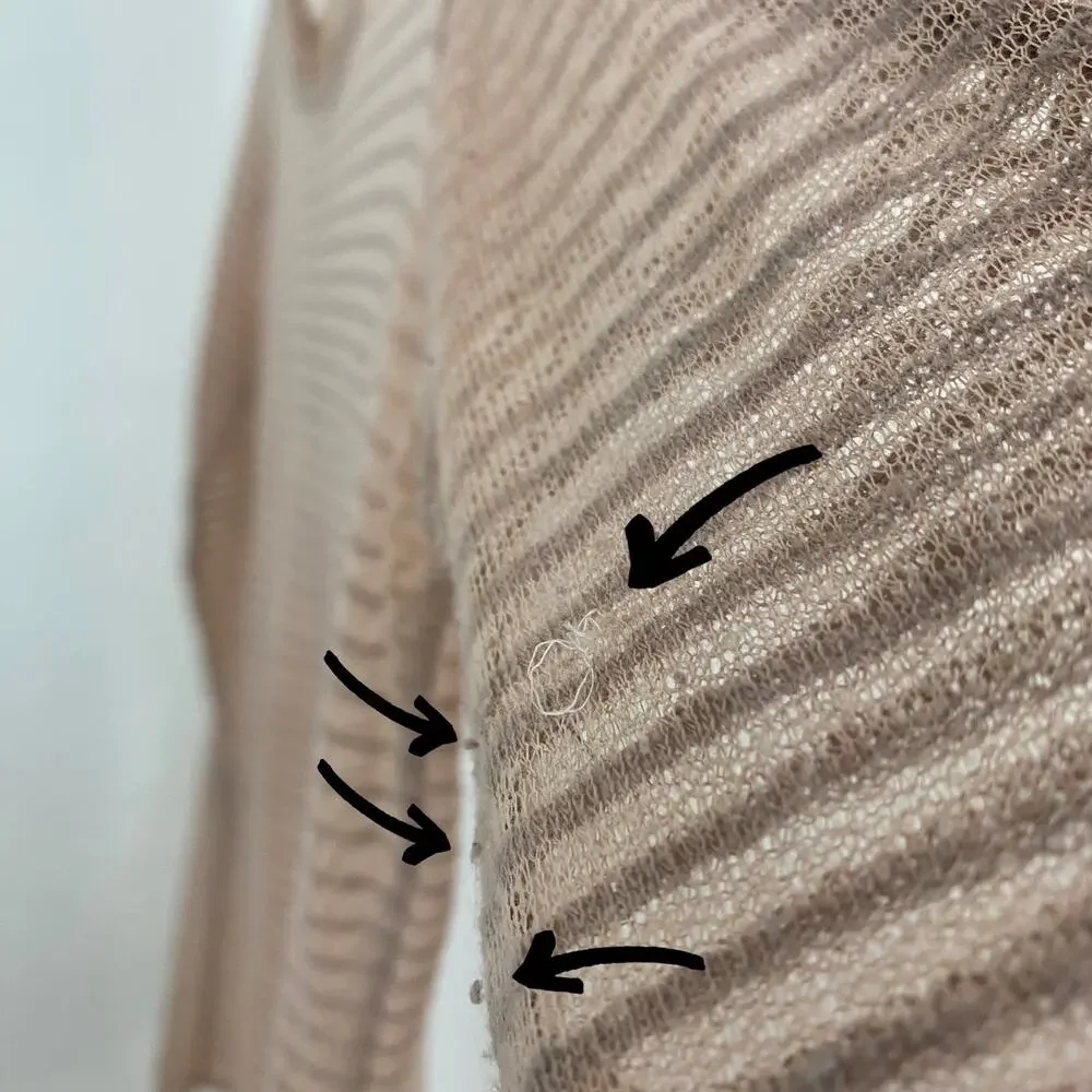 Free People Striped Burnout Top - Sand - Size Large